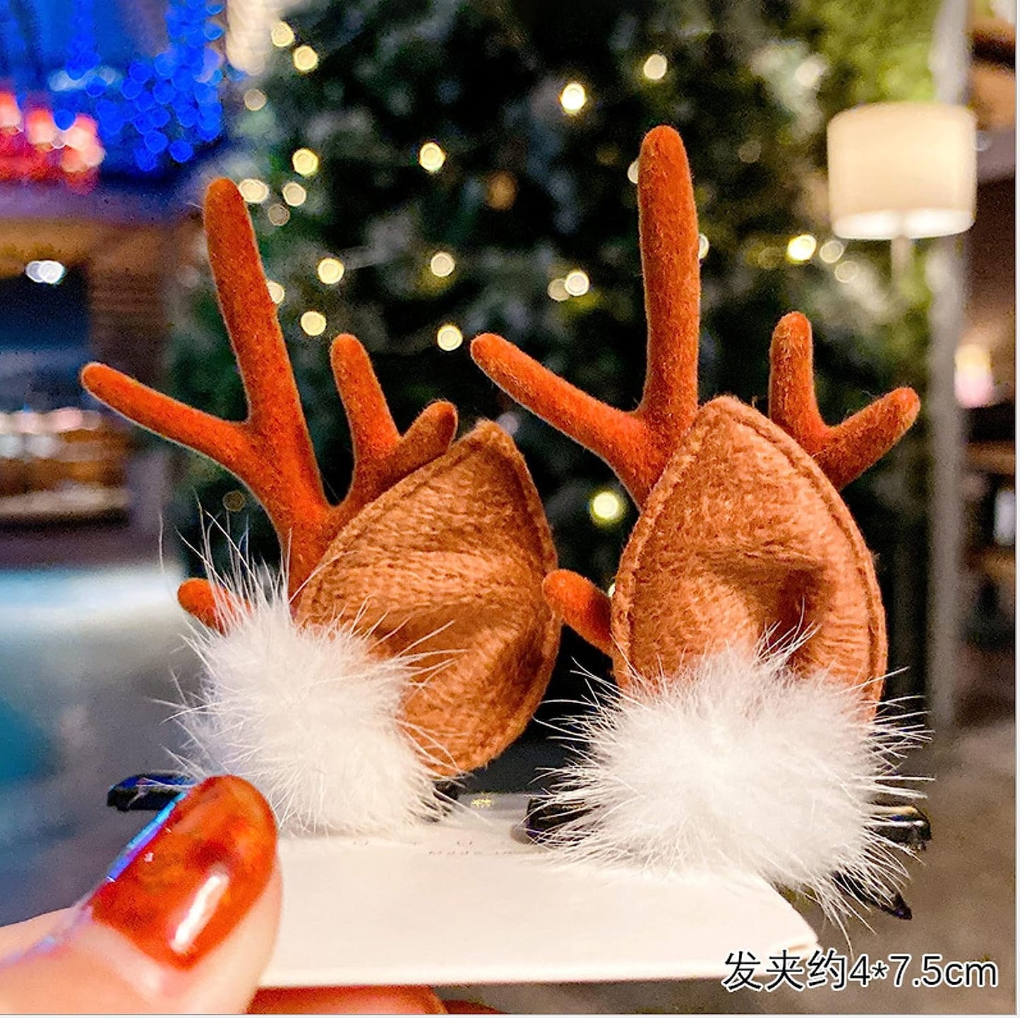 8PCS Christmas Xmas Party Santa Reindeer Snowman Pom Pom Bell Antler Kids Girls Toddlers Women Hair Clips Alligator Barrettes Hairpins Party