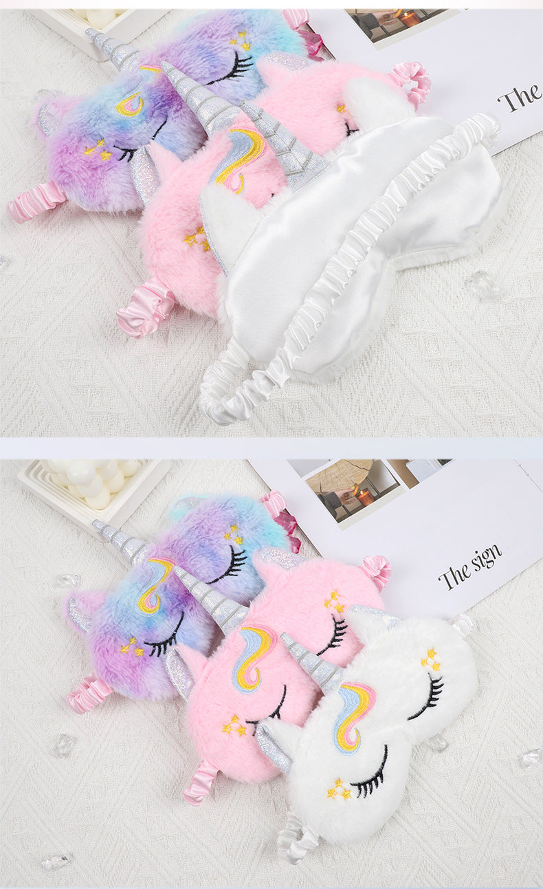 2 Pcs Kids Eye Masks for Sleeping, Kids Eye Mask, Colourful Unicorn Animal Soft Plush Sleeping Mask, Kids Sleeping Mask for Girls Children Travel Party Fillers
