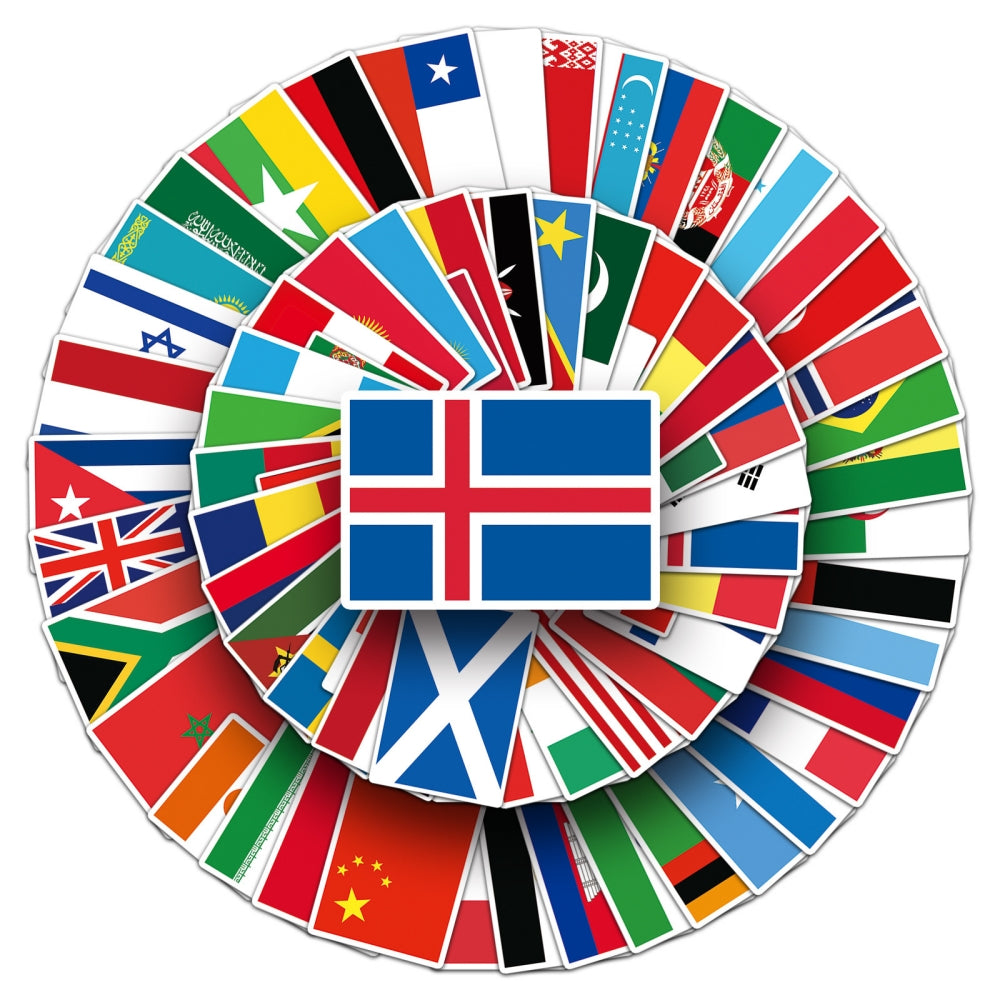 105pcs Panda Music Superheros Toy Kids Stickers Luggage Laptop Skateboard Waterproof Party Bag Fillers Waterbottle Decal Graffiti Patche (Country)