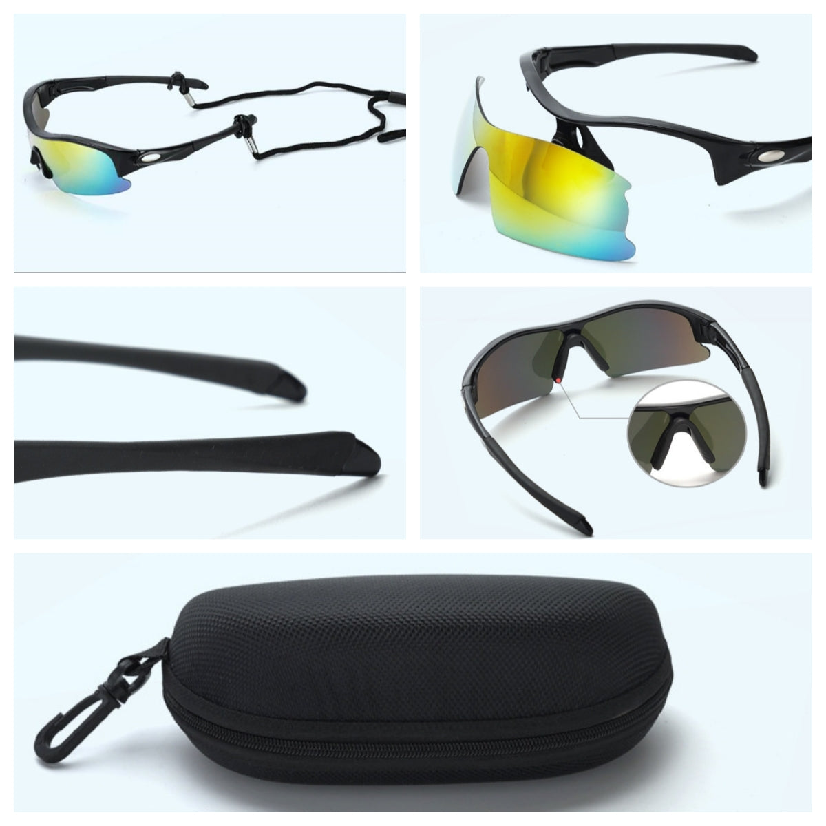 6pcs Kids Sunglasses Teens Sports Running Baseball Cycling UV400 Protection Eyewear Visor Sunglasses set for Boys Girls with glasses case cloth 2 extra lens and strap