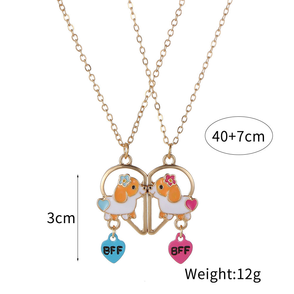 Best Friend Necklace Set, Matching BFF for 2 or 3 Friends, Ideal Friendship Jewelry Gift for Girls, Women, Sisters, Perfect for Birthdays and Special Occasions (Dog 2 Friends)