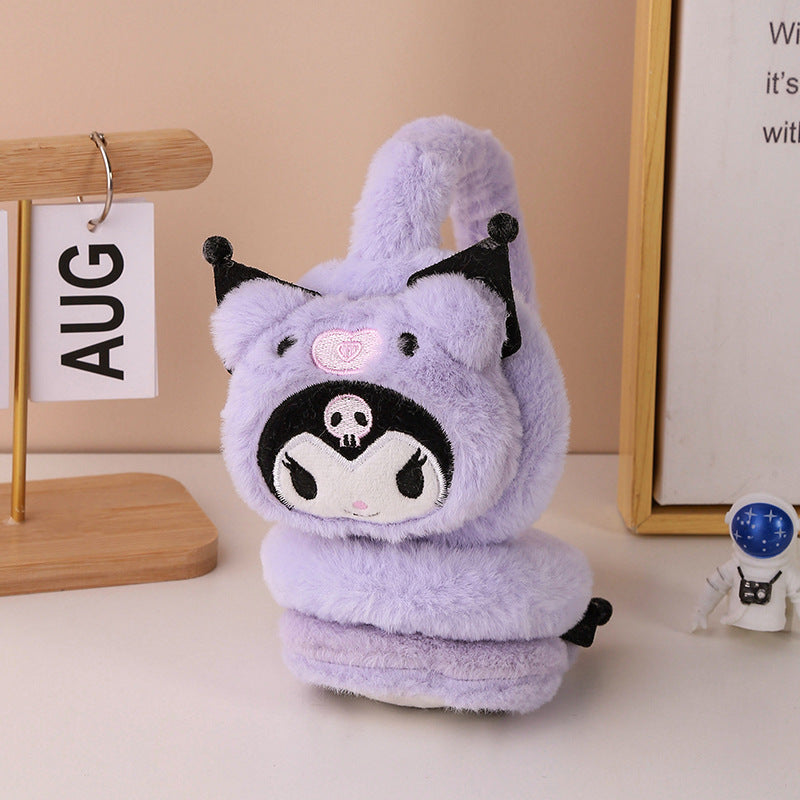 Kids Boy Girl Earmuffs Winter Fleece Thermal Outdoor Warm Plush Ear Warme( Kuromi)
