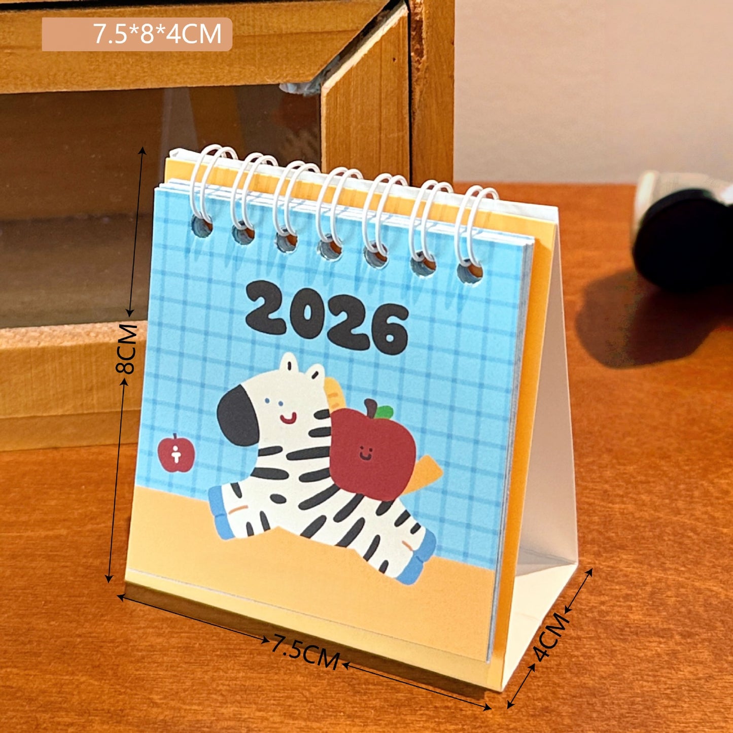 Desk Calendars,2026 Pet Theme Offices Calendar | Academic Planner with Wooden Base Puppy Kitten Design Organization for Daily Work School Teacher Kids Family Home Class (Apple Bear)