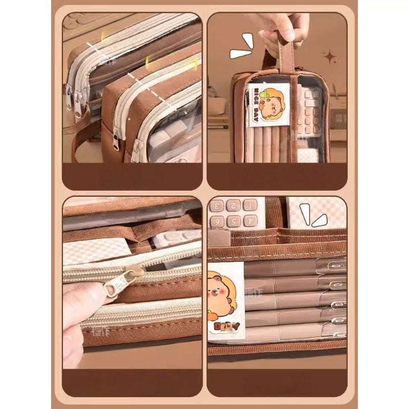 Capybara Stationery Set, Pencil Case with Stationary, Multi-Layer School Pencil Case, with Eraser, Ballpoint Pens, Sticker and More, school office supplier (Capybara)