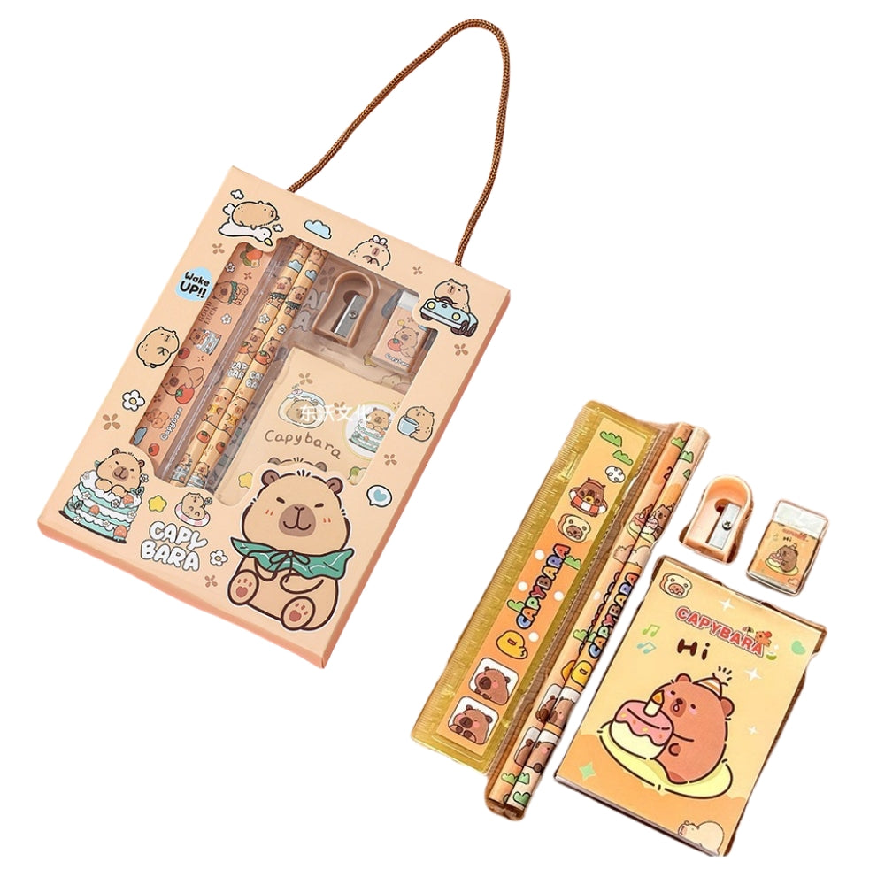 Capybara dog Stationery Set, School Stationery Set Include 2 Pencils, Ruler, Eraser and Pencil Sharpener, and notebook Birthday Gifts for Girls and Boys back to school(Cinnamoroll)