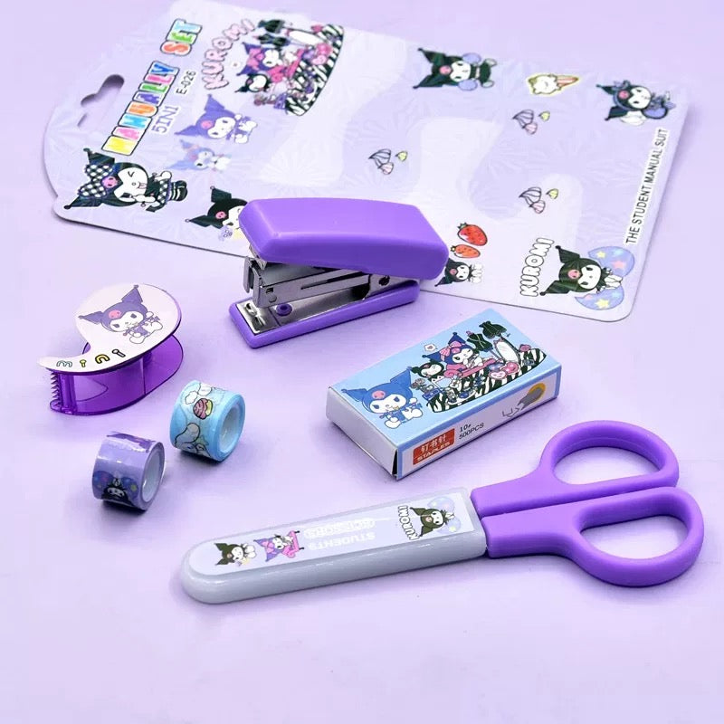 6PCS Stitch School Children Blunt tip Kids Scissors, Cute Desk Accessory Set, School Stapler Set Includes Stapler, Scissors, Small Tape, Staples Scrapbooking Art DIY Craft Students Teaching Stationery Set