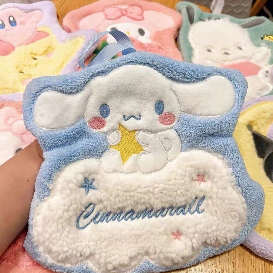 2 Pieces Set Hand Dry Towel cute Hanging Loop Fast Drying Superfine Hand Towel Hanging Hand Towels Soft Dry Hand Towel Fiber Cloth for Kitchen Bathroom (Cinnamoroll 2pcs)