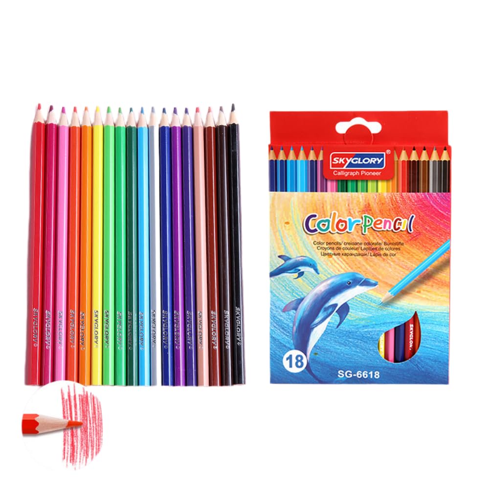 Kids Tropicolors Colouring Pencils 18/24 Colours Drawing Pencils for School Supplies and Home Arts Crafts Sets (18 Colours)