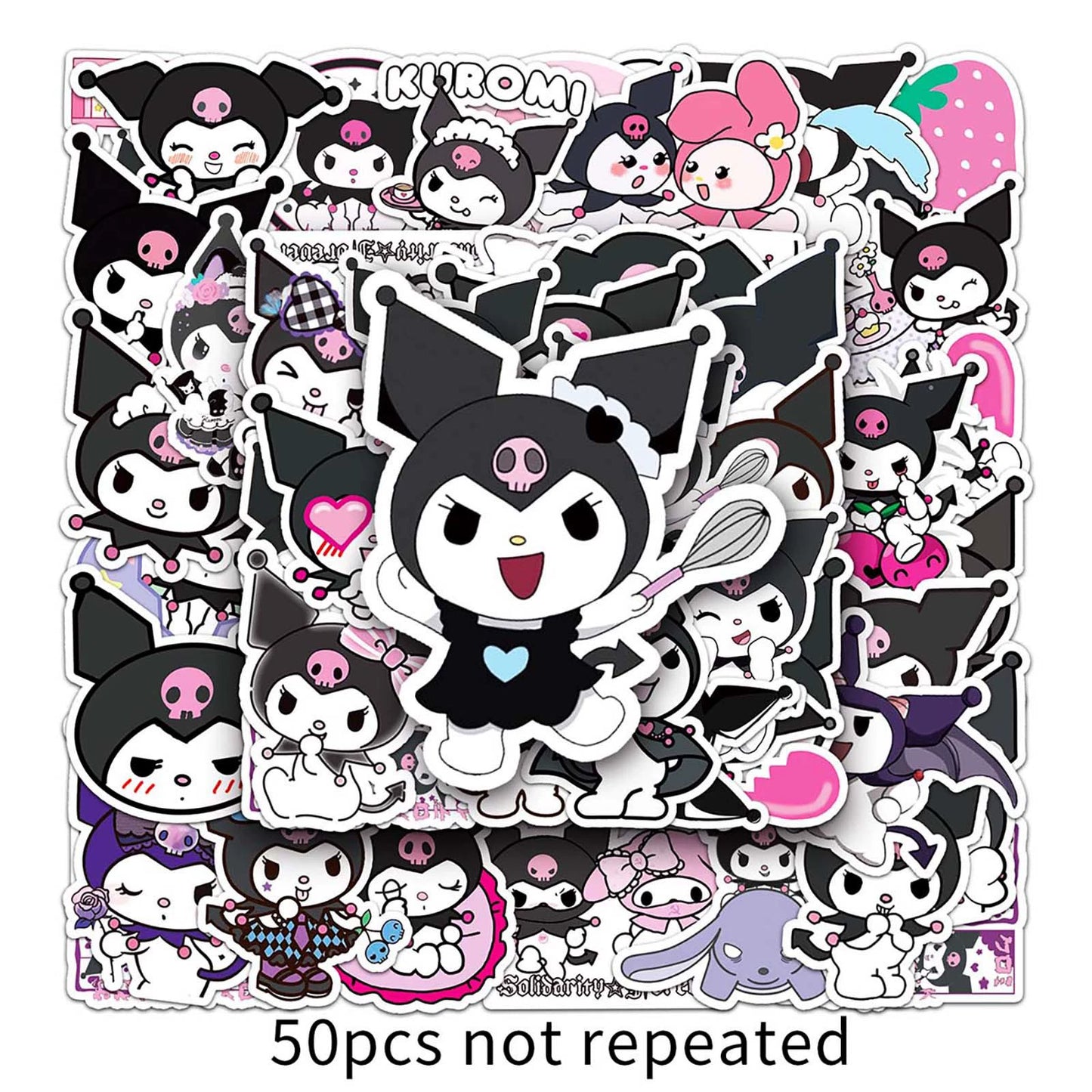 50pcs Princess Aven Superheros Toy Kids Stickers Luggage Laptop Skateboard Waterproof Party Bag Fillers Waterbottle Decal Graffiti Patches (Kuromi)