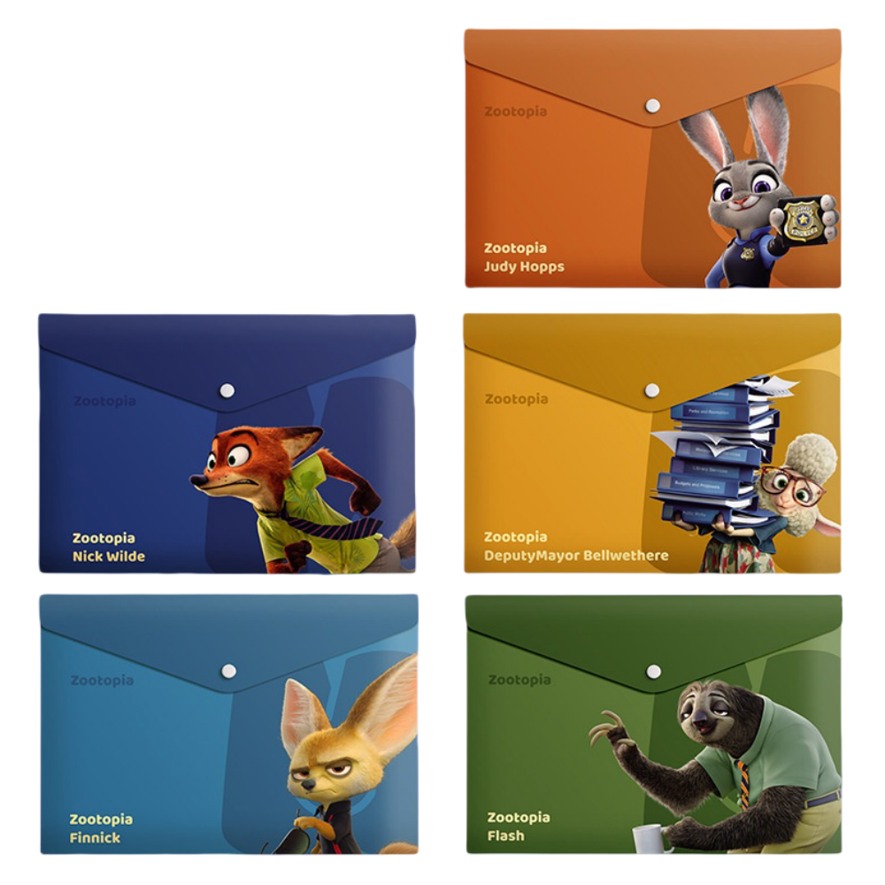 5PCS Plastic Wallets A4, 5 different designs Plastic Folders Popper Folder with Snap Closure, Lightweight Wallets for Document Office School Organization for Kids Adults (Toy Story)