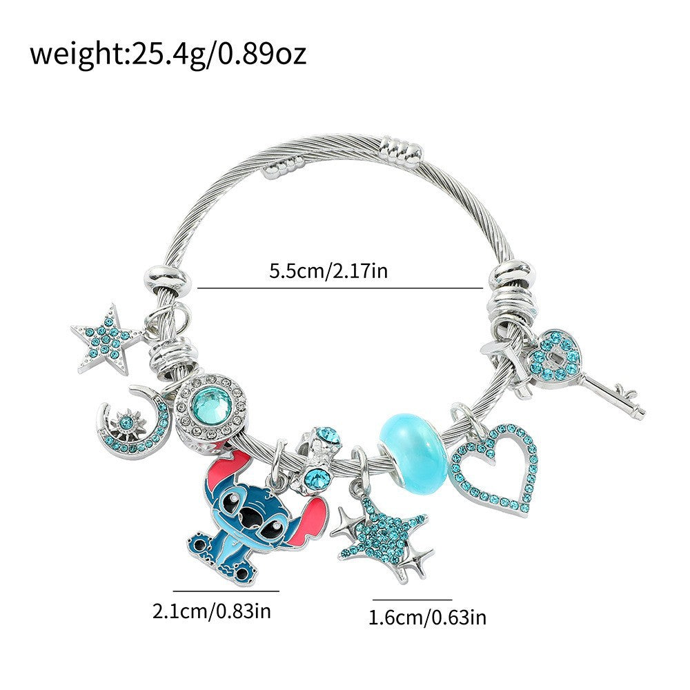Magical kitty Sparkly Crystal Silver Plated Adjustable Charm Bracelet Birthday Gifts for Girls kids Birthday Jewellery Bracelets (Hello Kitty)