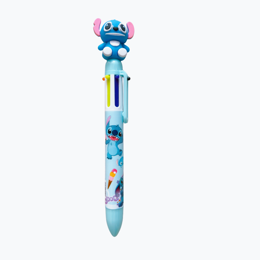 Multicolor teddy bear Pens 0.5mm 10-in-1 Retractable Ballpoint Pens 10 Colors Transparent Barrel Ballpoint Pen for Office Supplies and kids school(Stitch)