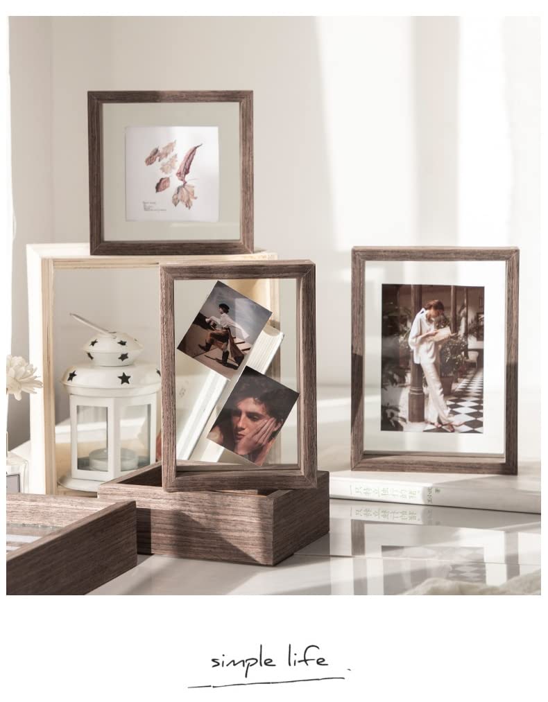 Photo Frame Beech Wood Picture Frames for Desk Double Sided Decor Family Friends Gifts 4x6 8x6 7x5 Portrait & Landscape (Nature Wood 8x6(15.2 * 20.3CM))
