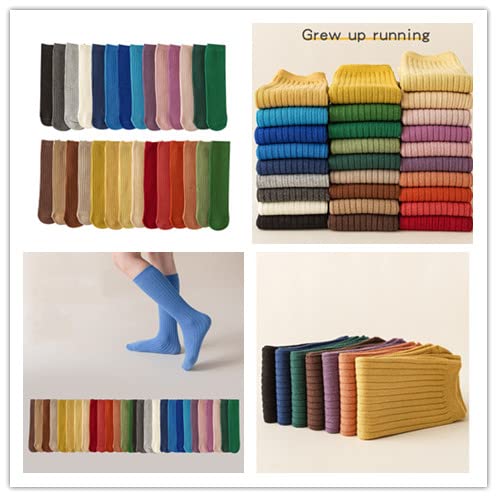 3 Pairs Back to School Kids Girls Knee High Plain School Uniform Colourful Cotton Rich Socks (Brown)