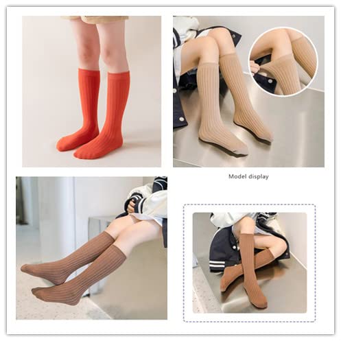 3 Pairs Back to School Kids Girls Knee High Plain School Uniform Colourful Cotton Rich Socks (Yelloow)