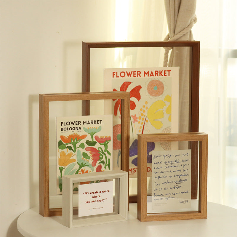 Photo Frame Beech Wood Picture Frames for Desk Double Sided Decor Family Friends Gifts 4x6 8x6 7x5 Portrait & Landscape (Oak 8x6(15.2 * 20.3CM))