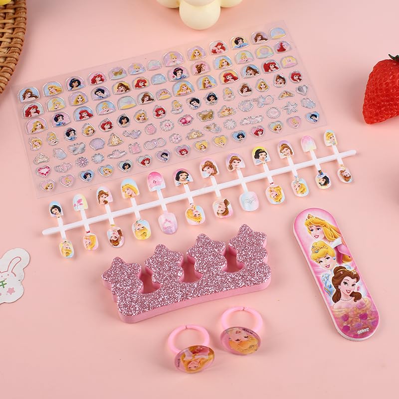 120PCS Toddlers Princess frozen Mermaid Kids Girls Nail Press on Pre-glue Full Cover Glitter Mermaid Kids Stick On False Nail Art Kits Set Girls Birthday Gift(Frozen)