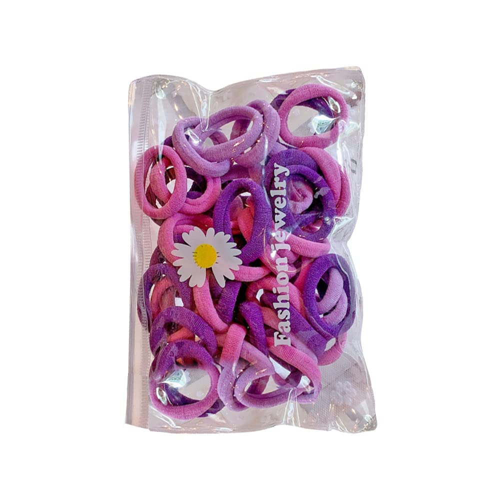 50 Multicolour Mini Hair Ponios Endless Elastics Bobbles Bands Women Girl kids Hair Bands Ponytail Holders (Pink)