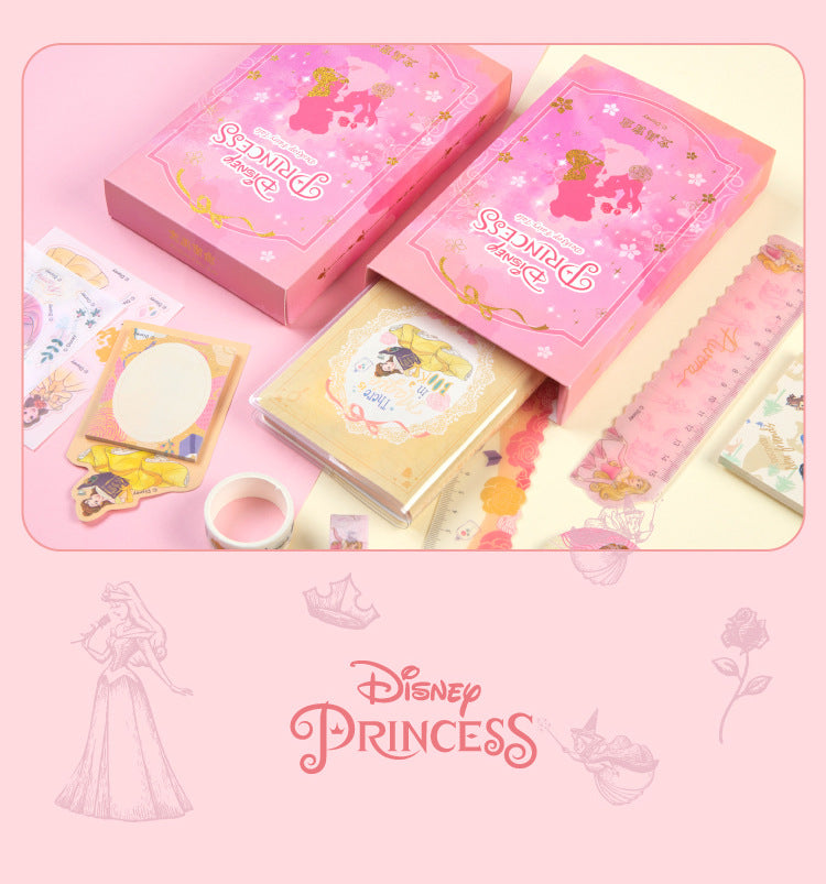 9PCS Princess pink Elsa Cinderella Rapunzel Diary Girls Mini Small Journal Notebook Kids with ruler,stickers, sticky notes in Box For Girls Stationary Birthday Gift