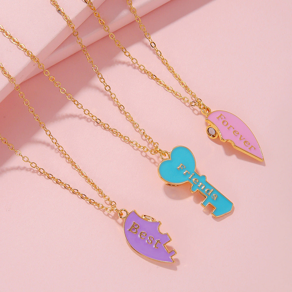 Best Friend Necklace Set, Matching BFF for 2 or 3 Friends, Ideal Friendship Jewelry Gift for Girls, Women, Sisters, Perfect for Birthdays and Special Occasions (Heart 3 Friends)