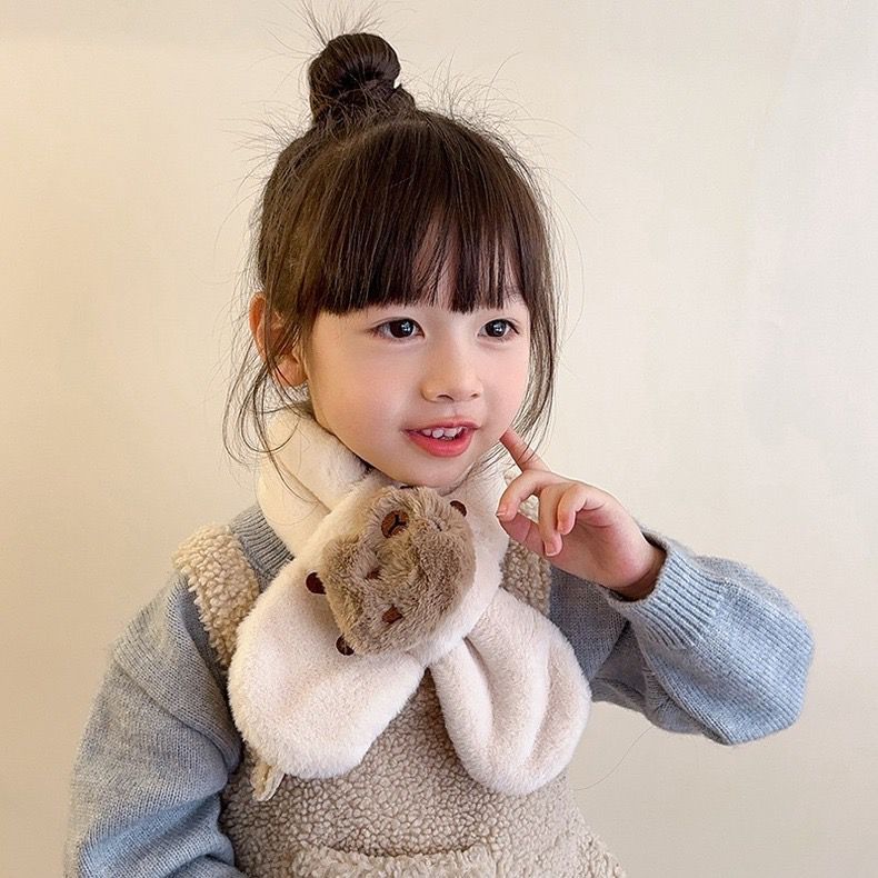 Kids Winter Beanie Scarf for 2-10 Years Old Boys Girls Outdoor Warm Fleece Lined Thermal Knit Fluffy Pom (Capybara)