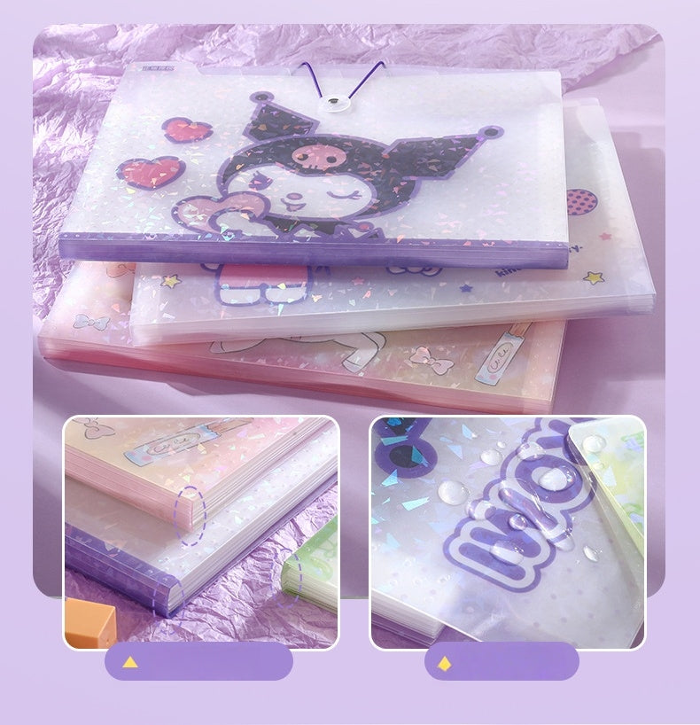 Princess A4 Expanding File Organiser, 13 Compartment Large Capacity Document Folder, Accordion Document Organizer with Colourful Label Tabs, Handle, Office School (KUROMI, A4)