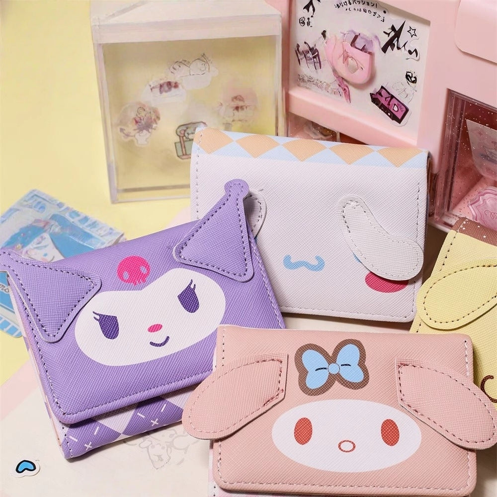 Dog Print Tri-fold PU Wallet for Women Portable Short Wallet Pouch with Multiple Card Slots Compact Storage for Girls and Ladies(Cinnamoroll)