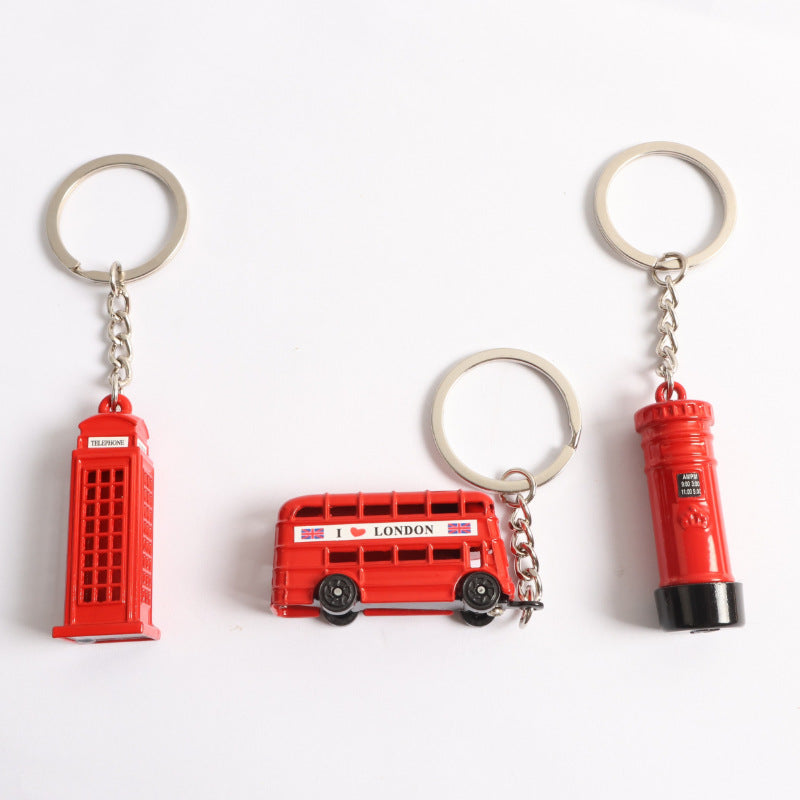 Keyring Keychain School bag Ornament Key Ring Decoration Cute Gifts for Women Girls Boys Pendant Key Chain Jewelry Gift For Kids (london 3pcs)