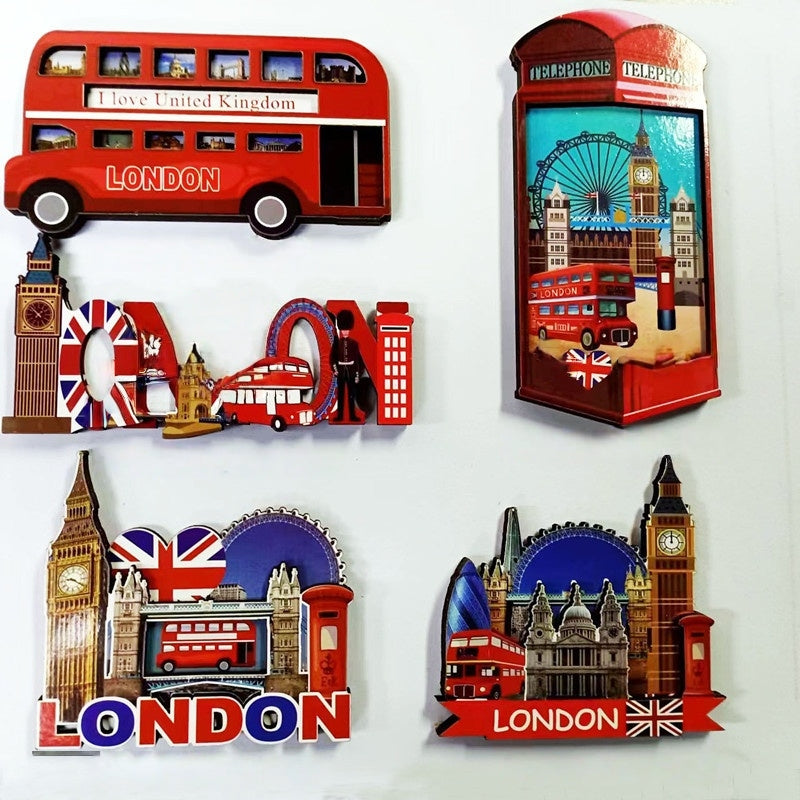 London 3D Metal Fridge Magnet London Eye Tower Bridge Big Ben Westminster Abbey Royal Guard Telephone Box Double Decker Bus England UK British Souvenir Gift (Bear)