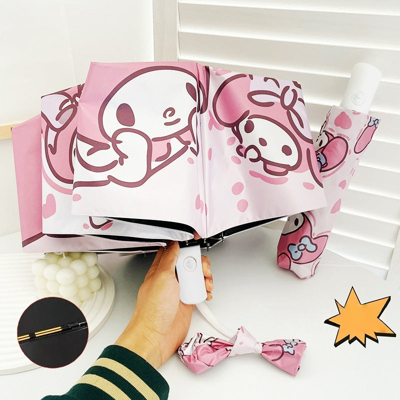 Umbrella for Teens Kids Folding Telescopic UV Protection Umbrella Lightweight Travel School Work Gifts Girls Boys(Kuromi)