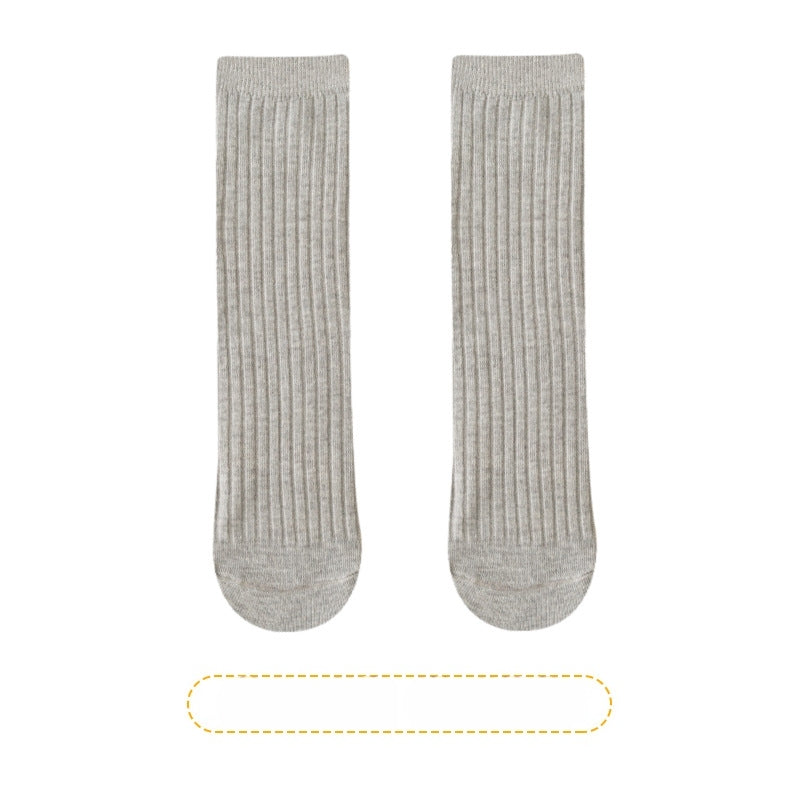 3 Pairs Back to School Kids Girls Knee High Plain School Uniform Colourful Cotton Rich Socks (Mix Grey)