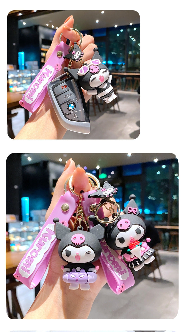 Keyring Keychain School bag Ornament Key Ring Decoration Cute Gifts for Women Girls Boys Pendant Key Chain Jewelry Gift For Kids (Kuromi)