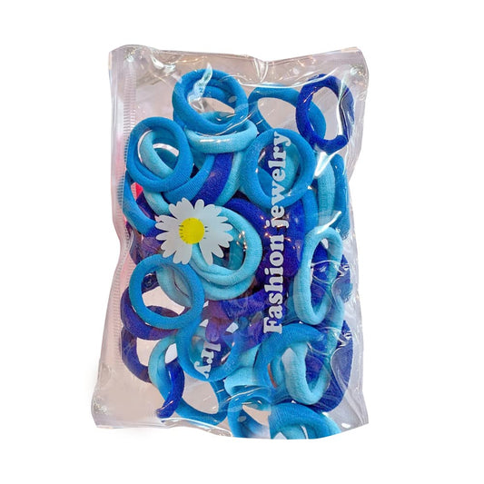 50 Multicolour Mini Hair Ponios Endless Elastics Bobbles Bands Women Girl kids Hair Bands Ponytail Holders (Blue)