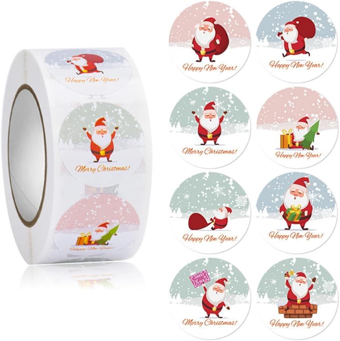 500pcs Christmas Stickers Party Bag Fillers Tags Gift Self-Adhesive Label Craft Scrapbooking Envelope Seal (Christmas 01)