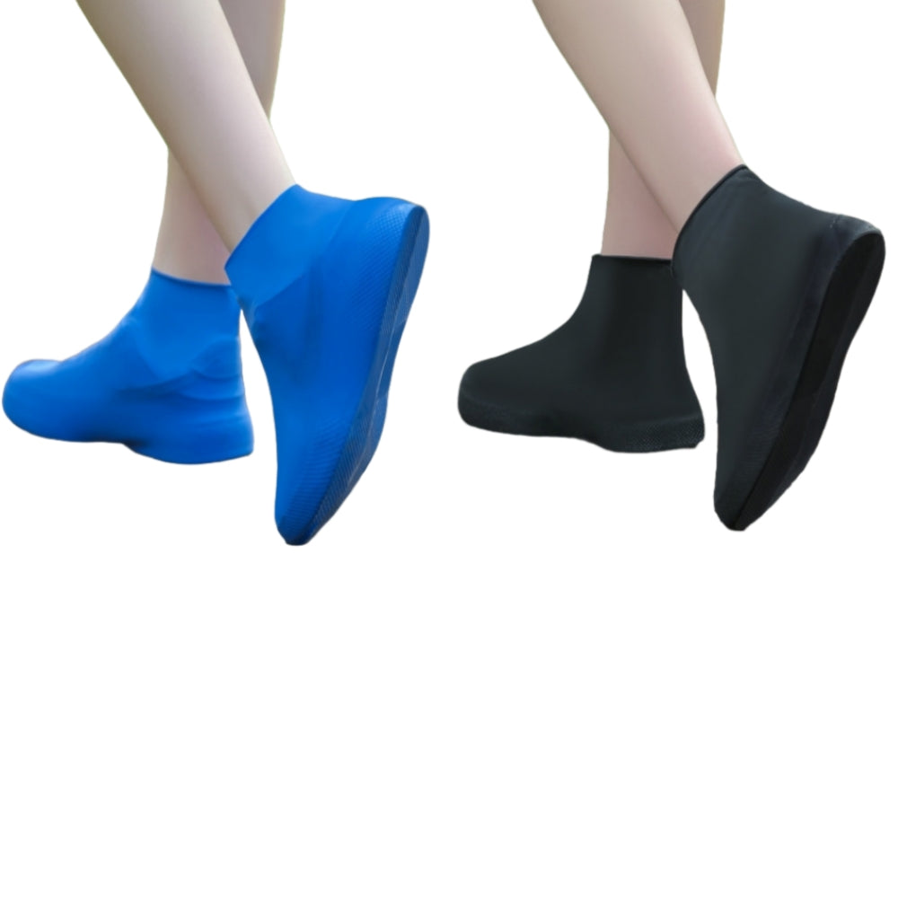 2pcs Rain Shoe Covers Latex Waterproof Shoe Covers Unisex Shoes Protectors Reusable Non-Slip Rain Boot Overshoes Walking Shoes Accessories