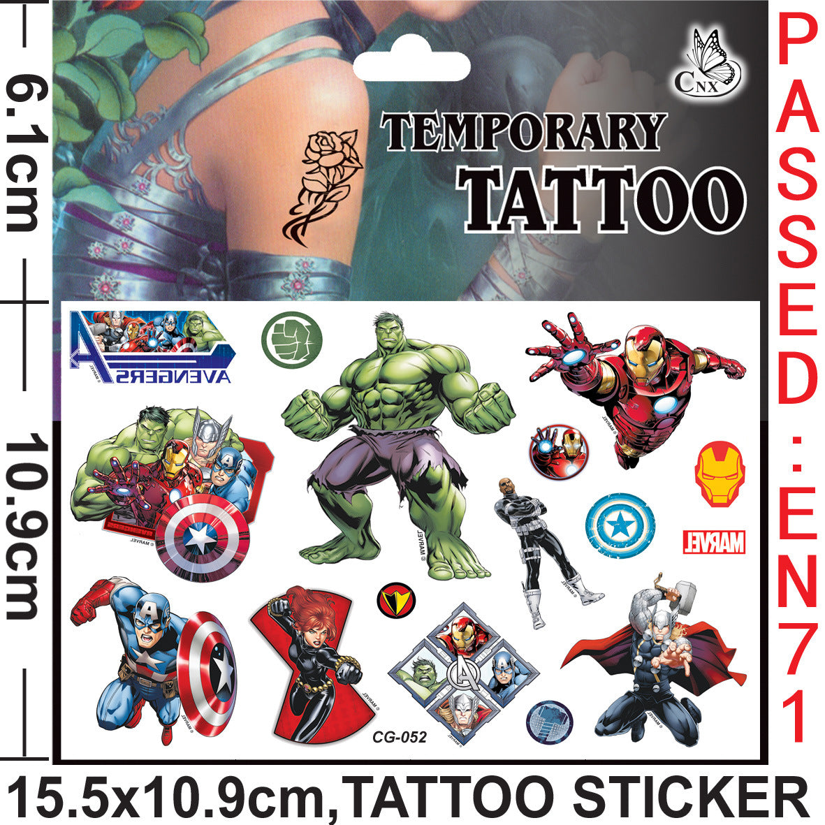 10 Sheets Kids  rincess Temporary Tattoos Sticker Waterproof Superhero Stickers Fake tattoo Party Bag Fillers (Avengers)