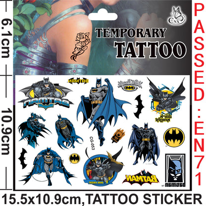 10 Sheets Kids  rincess Temporary Tattoos Sticker Waterproof Superhero Stickers Fake tattoo Party Bag Fillers (Spiderman)