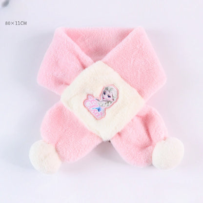 Kids Winter Beanie Scarf for 2-10 Years Old Boys Girls.Outdoor Warm Fleece Lined Thermal Knit Fluffy Pom (Blue Frozen)