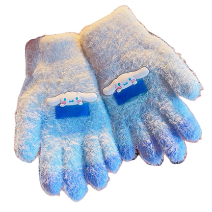 Full Finger Gloves Elsa Winter Knit Warm Mittens Soft Lined Fleece Thermal Outdoor Stretchy Gloves for Kids boys girls