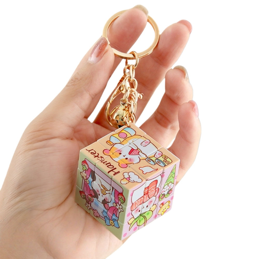 Mini cube Demon Keychain, Cartoon Hunters Figure Key Pendants Silicone for Bag backpack Keyring Decoration Pendants Adults Party Favors Birthday Party Supplies (Hamster)