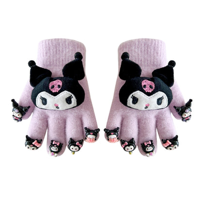 Full Finger Gloves Elsa Winter Knit Warm Mittens Soft Lined Fleece Thermal Outdoor Stretchy Gloves for Kids boys girls