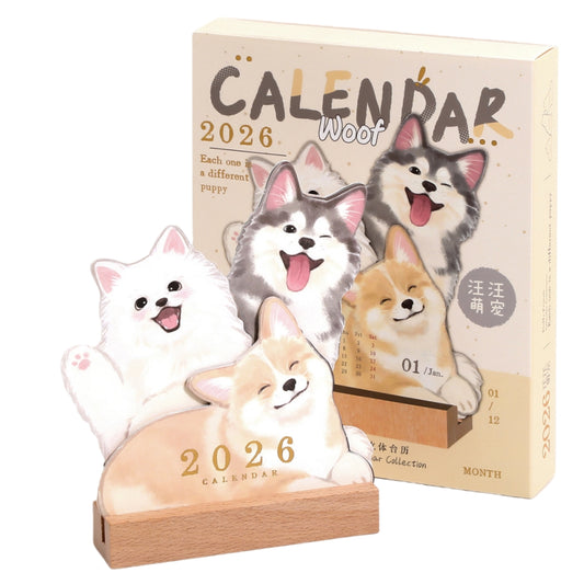 Desk Calendars,2026 Pet Theme Offices Calendar | Academic Planner with Wooden Base Puppy Kitten Design Organization for Daily Work School Teacher Kids Family Home Class Offices