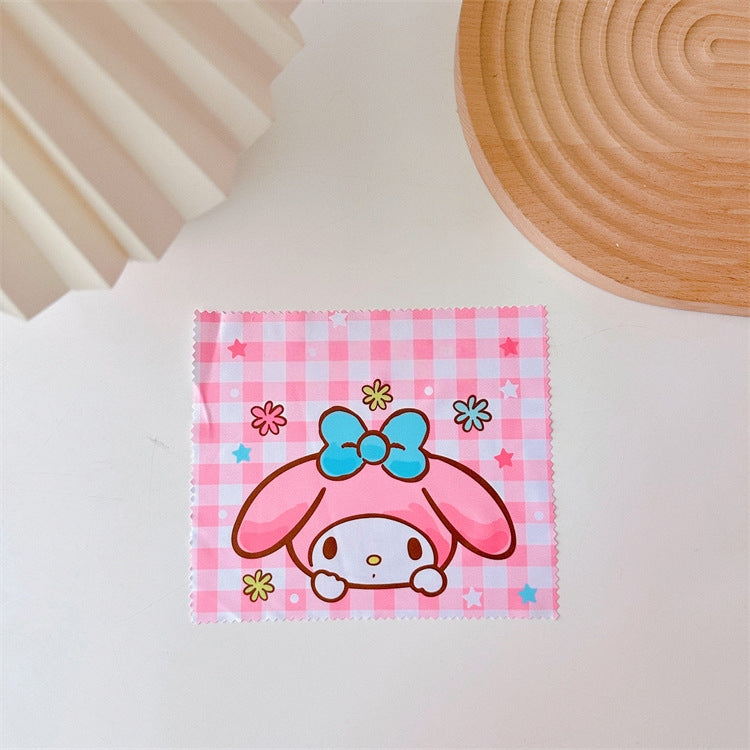 Lovely cat Cartoon Hard Shell Eyeglasses Cases Girl Protective Case Storage Box With Glasses Cloth for Teen PU leather eyegalss case (My Melody)