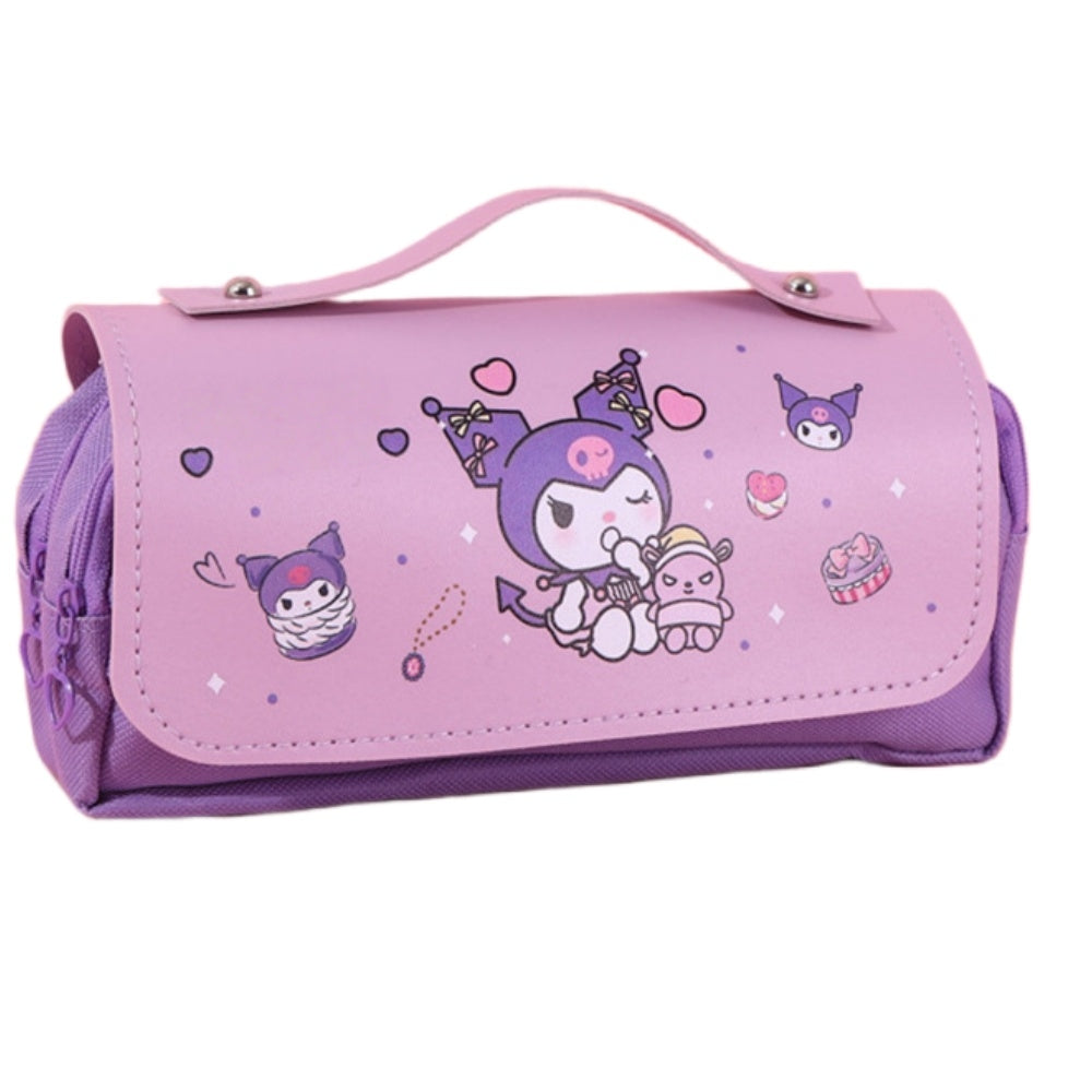 3D Girls Boys Kids Princess Castle Large Pencil Case,High Capacity Water Proof,School Supplies Gifts Stationery (Kuromi)