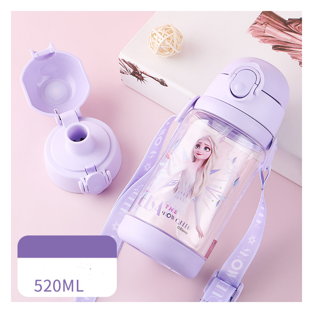 Water Bottle Reusable Kids 520ml PP with Two Lids Leak Proof with straw Lid BPA Free Drinking