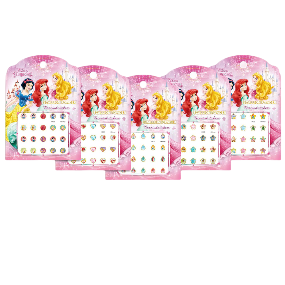 5 Sheets Toddlers Princess Elsa Minnie Kids Girls Nail Stickers Earring Stickers Art Decal Party Bag Fillers Decor for Kids Girls Birthday Gift