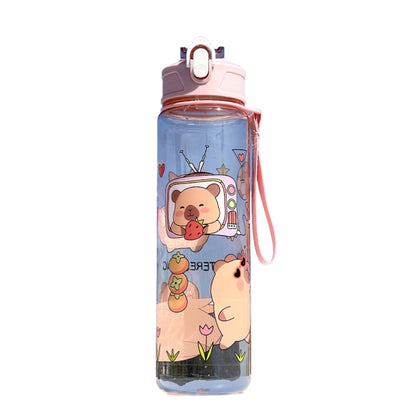 Water Bottle Reusable Kids 520ml PP with Two Lids Leak Proof with straw Lid BPA Free Drinking