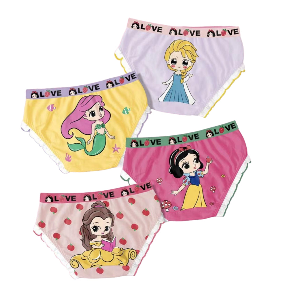 4 Pack Girls Kids Underwear Toddler Briefs Shorts Pants Cotton underpants Box Gift Set(3-4 Years)