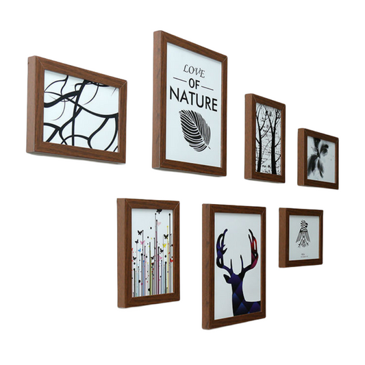 Collage Picture Frames, Set of 7 Pieces Photo Wall Frame, Wood Collage Frames for Family Pictures, Stairs Creative Photo Wall Two 10x8 Five 7x5