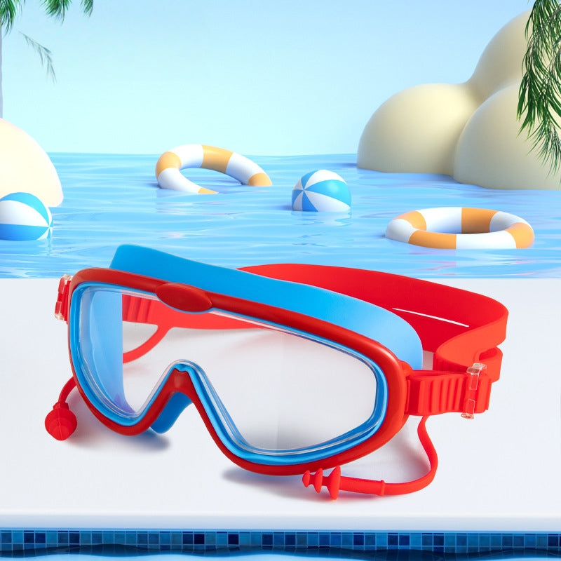 Comfortable Anti-fog Swimming Goggles with case Waterproof UV Protection For Kids Boys Girls Soft Silicone Seals For Comfort Perfect For Lap Triathlon Training & Aquatic Sports(E)